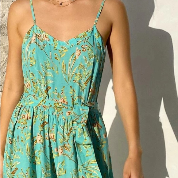 Boho gypsy floral print cami strap jumpsuit mint - Picture 2 of 3